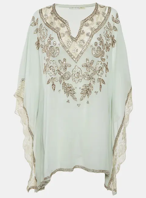 Alice + Olivia Light Green Georgette Kassandra Caftan M/L