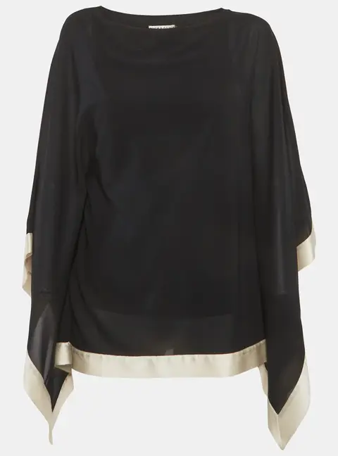 Alice + Olivia Black Silk Kaftan Top M