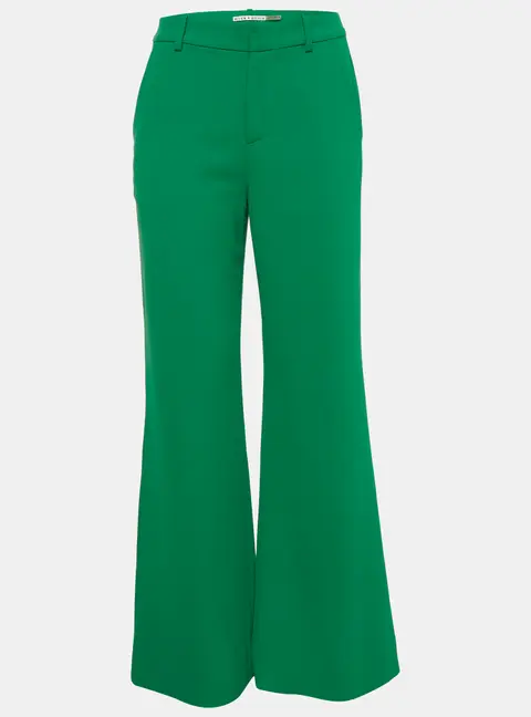 Alice + Olivia Green Crepe Wide Leg Trousers S