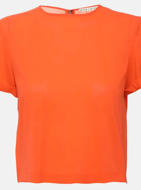 Alice + Olivia Orange Stretch Silk Top S