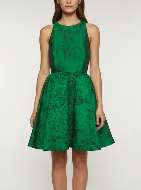 Alice + Olivia Green Floral Jacquard Racerback Mini Dress M