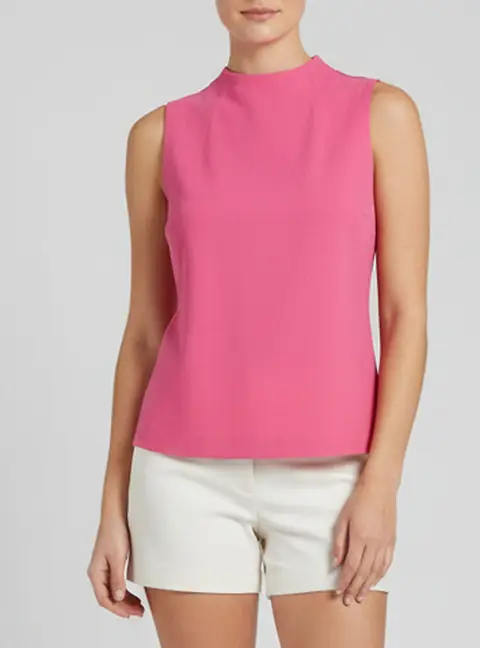 Alice + Olivia Pink Crepe Mock Neck Sleeveless Top S