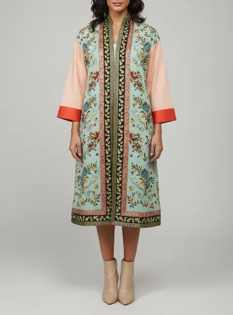 Alice + Olivia Multicolor Cotton Blend Amelia Embroidered Oversized Coat XS