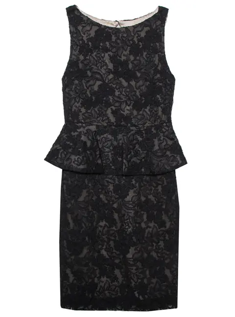 Alice + Olivia Black Lace Josephine Peplum Dress S