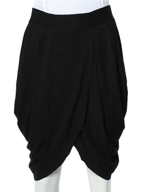 Alice + Olivia Black Jersey Tulip Draped Skirt M