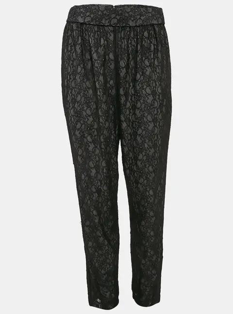 Alice + Olivia Black Floral Lace Trousers L