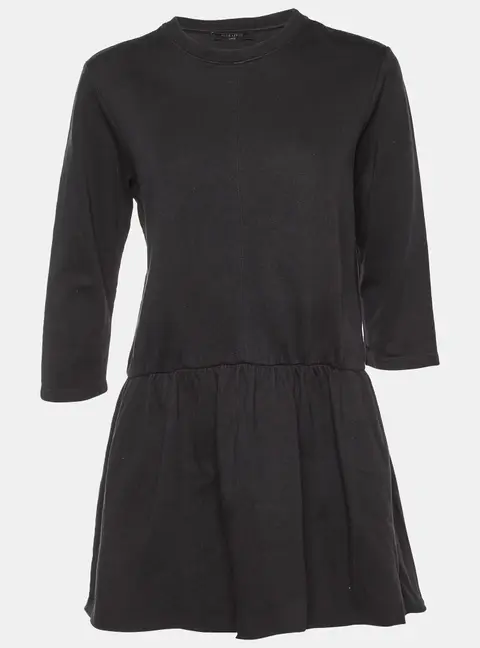 All Saints Black Cotton Niki Mini Sweat Dress L