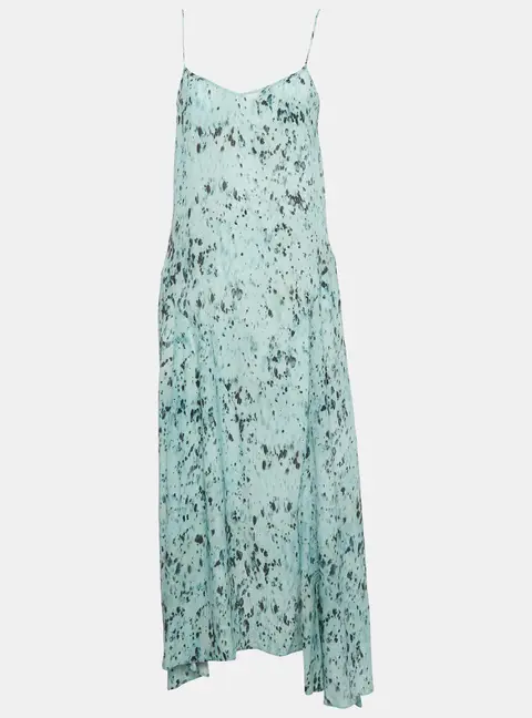 All Saints Blue Abstract Print Crepe Eli Yermo Midi Dress S