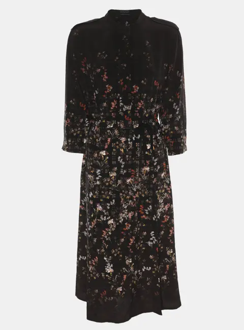 All Saints Dark Brown Multicolor Floral Print Long Sleeve Shirt L