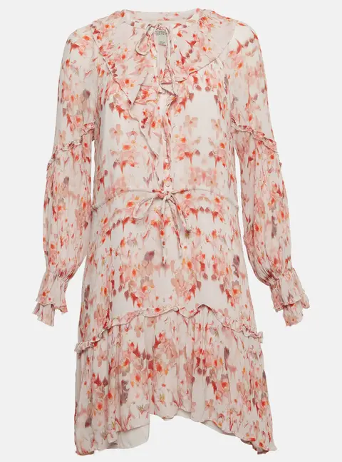All Saints Multicolor Floral Print Crinkled Chiffon AVA Momo Mini Dress M