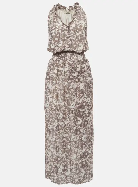 All Saints Grey Floral Print Crepe Nylah Rosa Maxi Dress S