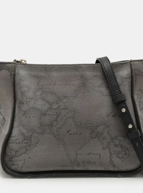 Alviero Martini 1A Classe Grey Coated Canvas and Leather Shoulder Bag