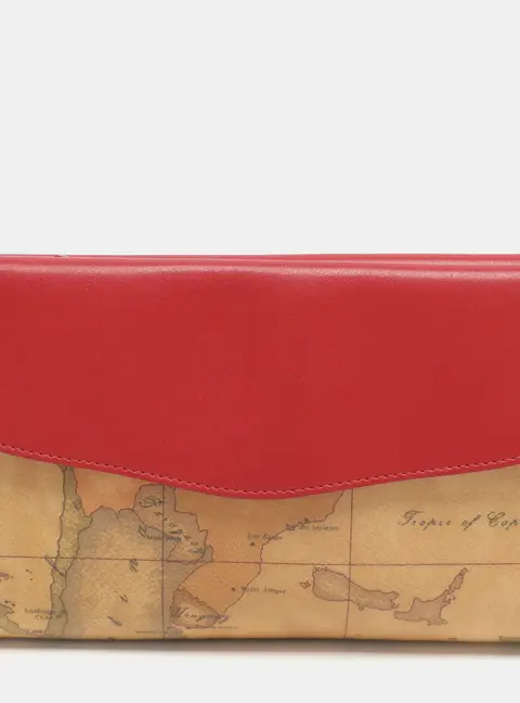 Alviero Martini 1A Classe Beige/Red Geo Classic Print Coated Canvas Pouch