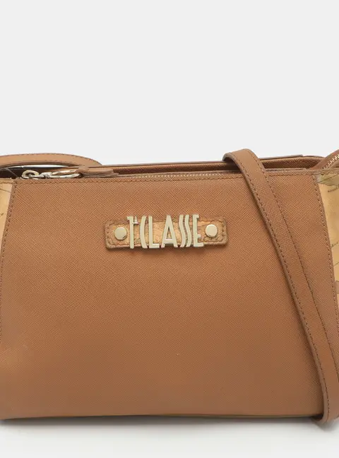Alviero Martini 1A Classe Brown Coated Canvas and Leather Crossbody Bag