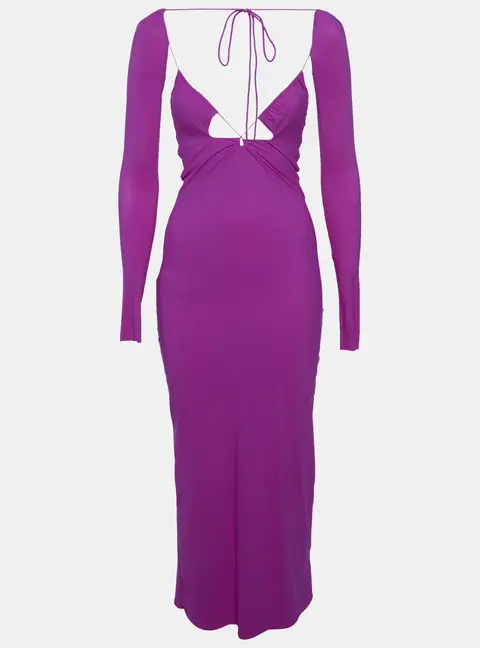 Amazuin Pink Jersey Tie-Up Detail Midi Issad Dress One Size