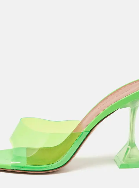 Amina Muaddi Green PVC lupita Slide Sandals Size 39.5