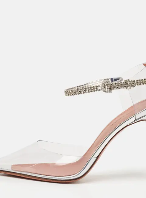 Amina Muaddi Transparent PVC and Leather Ursina Pumps Size 39