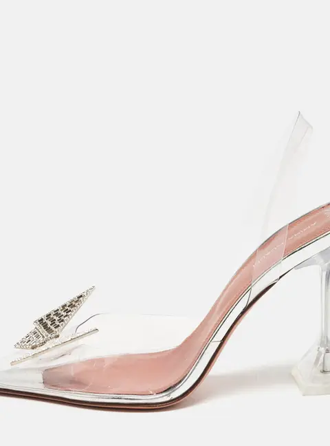 Amina Muaddi X Awge Transparent PVC Phoenix Slingback Pumps Size 40