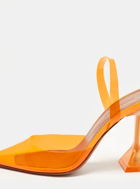 Amina Muaddi Holli Glass Size 36.5 Orange PVC Slingback Pumps