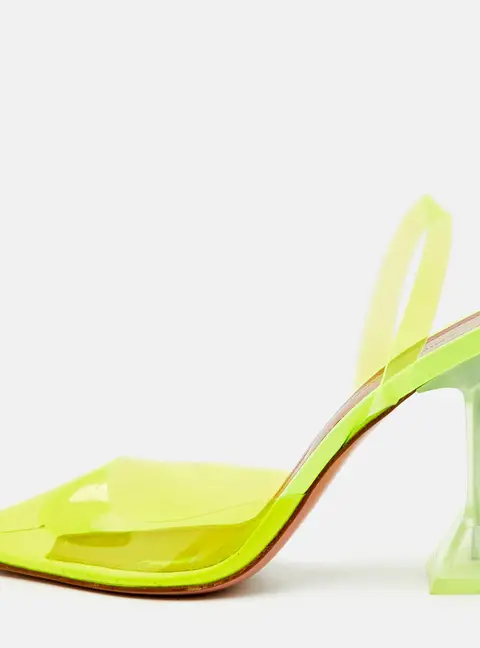 Amina Muaddi Holli Glass Size 37 Neon Yellow PVC Slingback Pumps