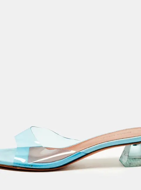 Amina Muaddi lupita Size 36 Blue PVC Slide Sandals