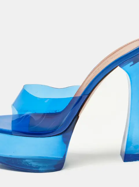 Amina Muaddi Dalida Size 37 Blue PVC Platform Sandals