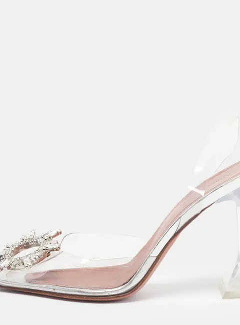 Amina Muaddi Begum Size 38 Transparent PVC Slingback Sandals