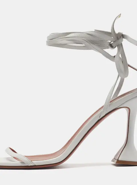 Amina Muaddi Lori Size 41 White Leather Ankle Strap Sandals