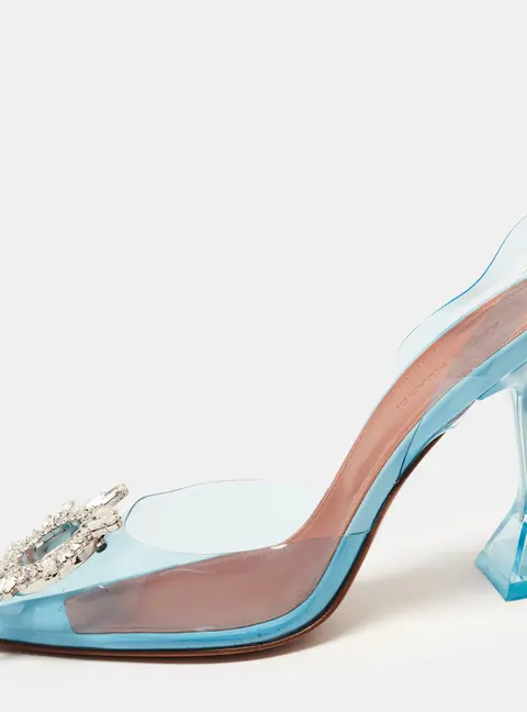 Amina Muaddi Begum Size 38 Blue PVC Slingback Pumps