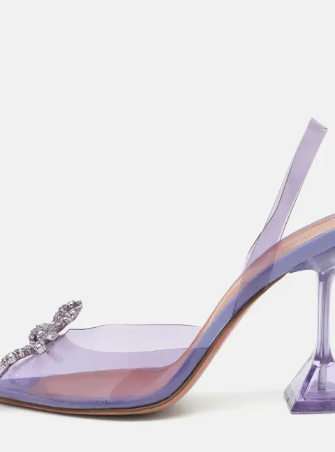 Amina Muaddi Rosie Size 37 Purple PVC Slingback Pumps