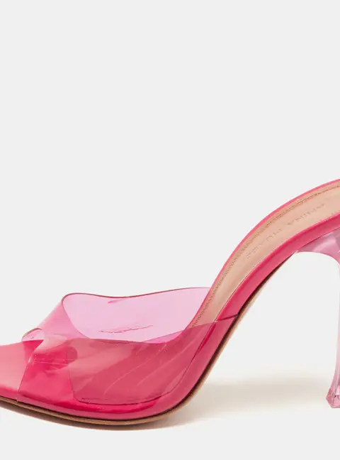 Amina Muaddi Alexa Size 35.5 Purple PVC Slide Sandals