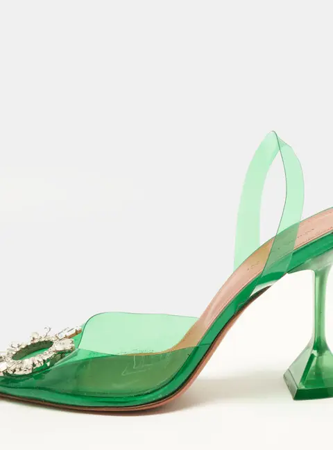 Amina Muaddi Begum Size 39.5 Green PVC Slingback Pumps