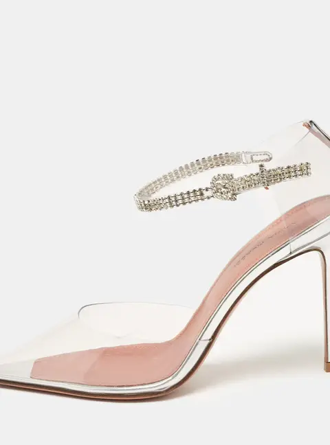 Amina Muaddi Transparent PVC and Leather Ursina Pumps Size 37