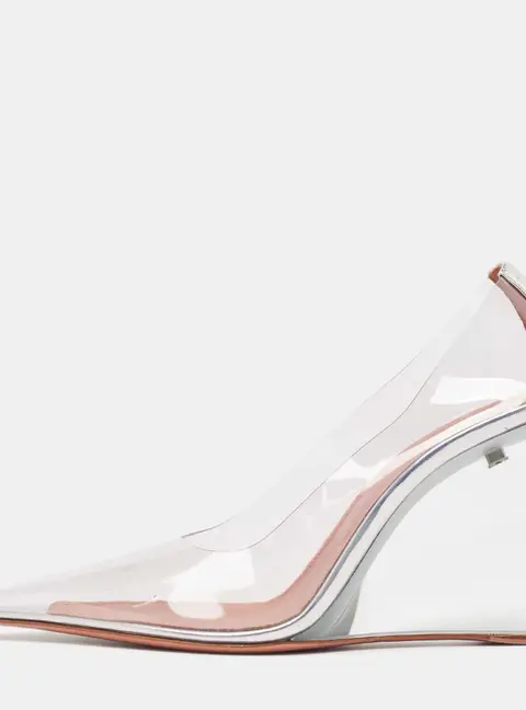 Amina Muaddi Transparent PVC Ane Wedge Pumps Size 38.5