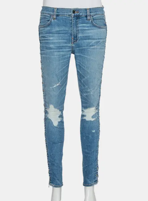 Amiri Blue Denim Side Chain Detail Skinny Jeans M