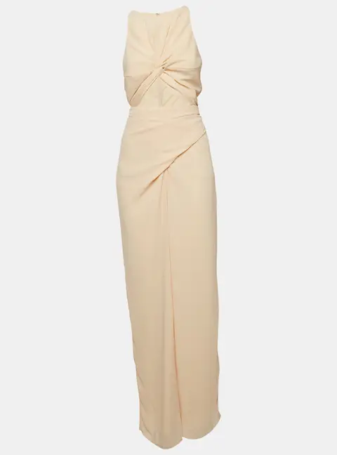 Andrea Iyamah Light Orange/Peach Chiffon Cut-Out Tie-Up Detail Jumpsuit S