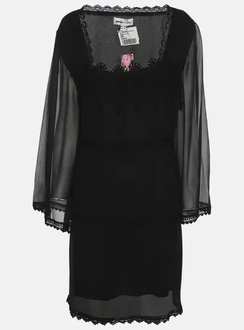 Anna Scholz Black Lace Georgette Long Sleeve Top XXL