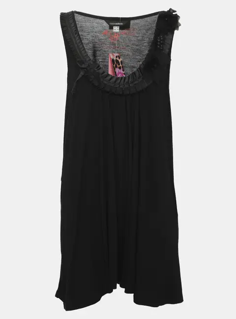 Anna Scholz Black Pleated Details Jersey Sleeveless Top XL