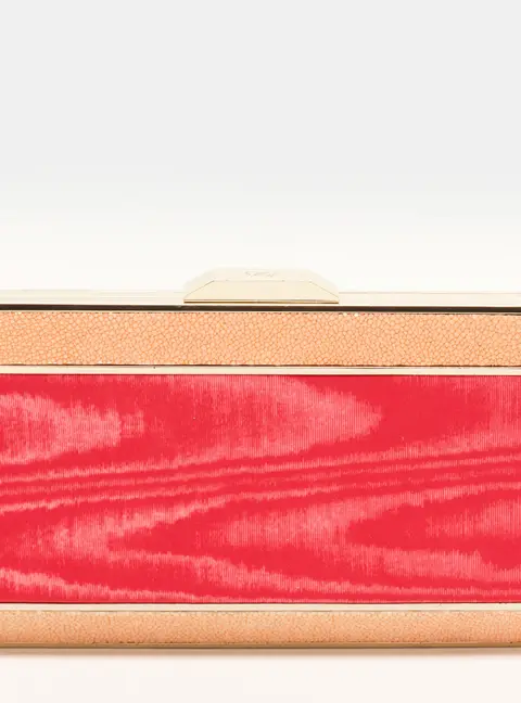 Anya Hindmarch Frame Pink/Peach Fabric and Stingray Leather Clutch