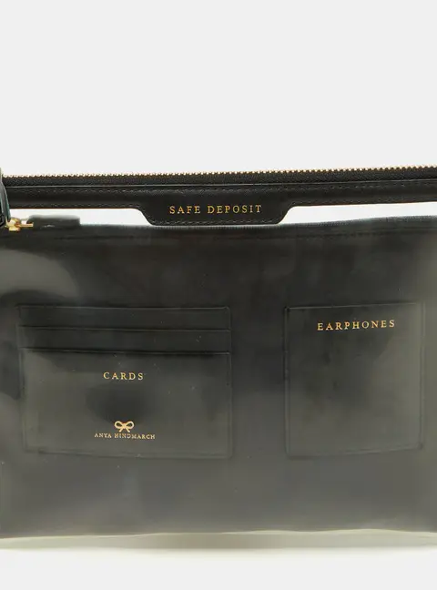 Anya Hindmarch Transparent/Black Pvc and Leather Clutch