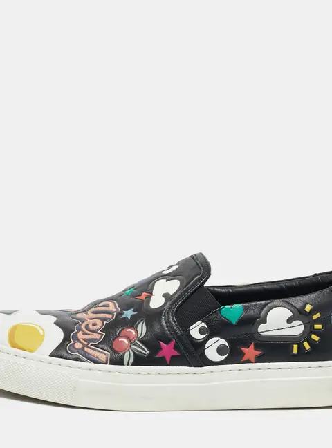 Anya Hindmarch Black Leather Slip On Sneakers Size 35