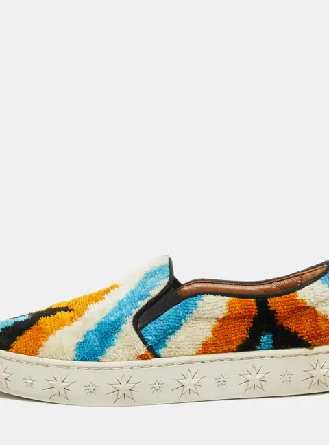 Aquazzura Multicolor Velvet Slip on Sneakers Size 35.5