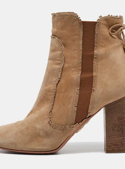 Aquazzura Brown Suede Tassel Accents  Boots Size 39