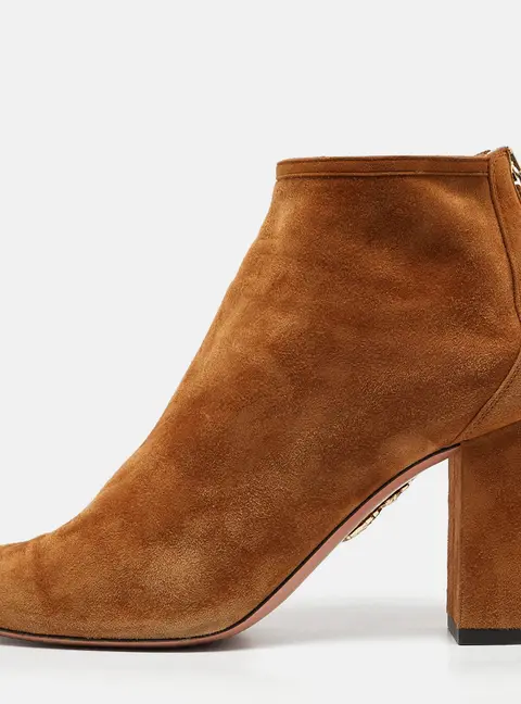 Aquazzura Brown Suede Brooklyn Ankle Length Boots Size 36.5