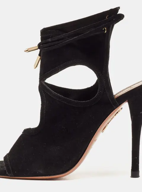Aquazzura Sexy Thing Size 36 Black Suede Ankle Strap Sandals