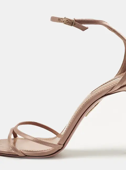 Aquazzura Beige Satin purist Ankle Strap Sandals Size 41
