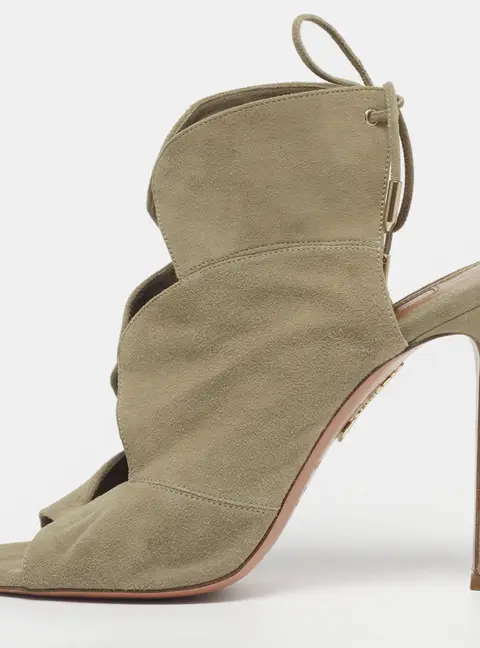 Aquazzura Sexy Thing Size 37 Grey Suede Ankle Strap Sandals