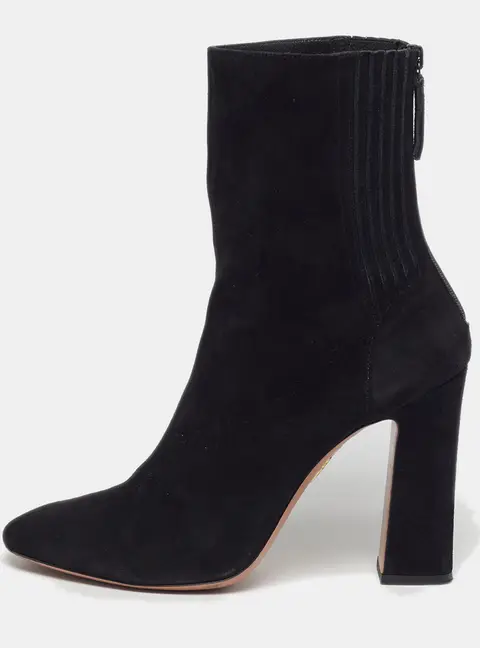 Aquazzura Brooklyn Size 41 Black Suede Ankle Length Boots