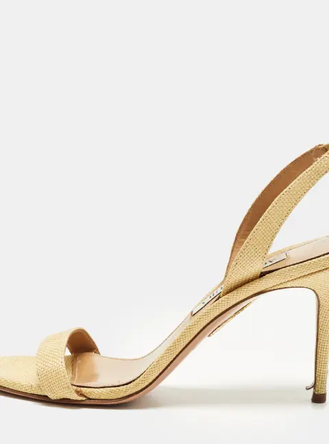 Aquazzura So Nude Size 36 Beige Raffia Slingback Sandals