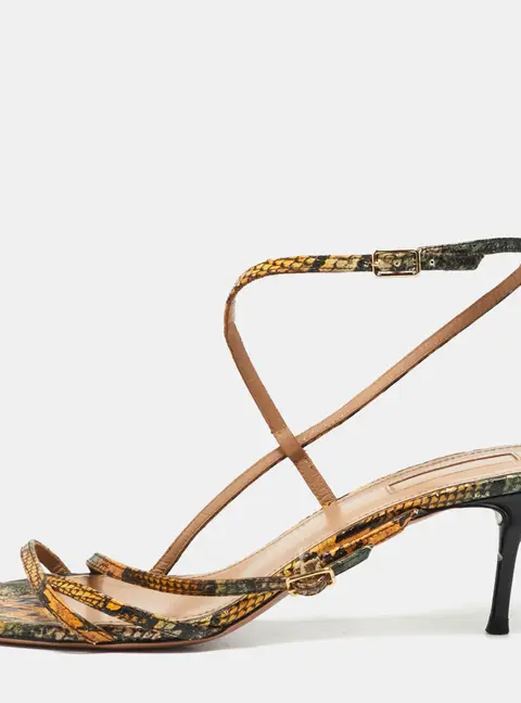 Aquazzura Size 38 Multicolor Leather Ankle Strap Sandals